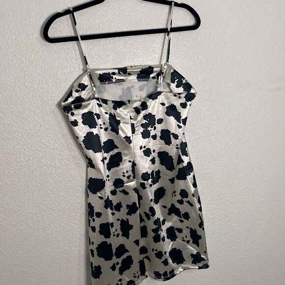 NWT- Thirty/thirty -Satin Cow Mini Dress - Black and cream- Size Large - Picture 5 of 11